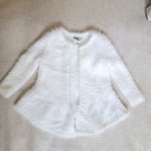 Girls Fuzzy White Eyelash Cardigan 18 months NWOT